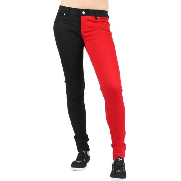 Tripp NYC Black and Red Split Mid-Rise Skinny Jeans - Picture 4 of 4